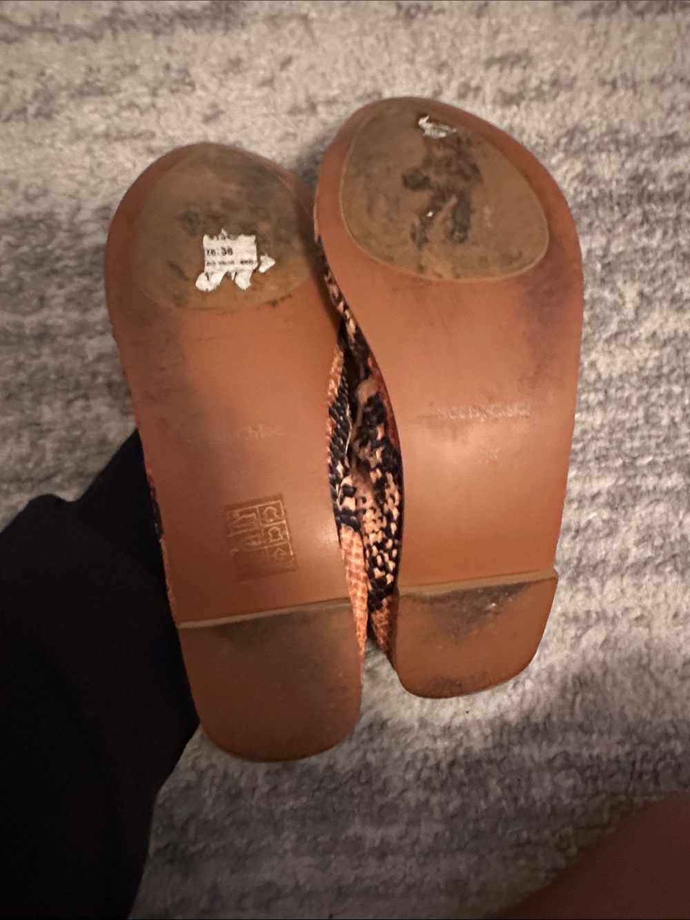 See By Chloe Snake-Print Scalloped Edge Ballet Flats - Tan & Black - Picture 2 of 3